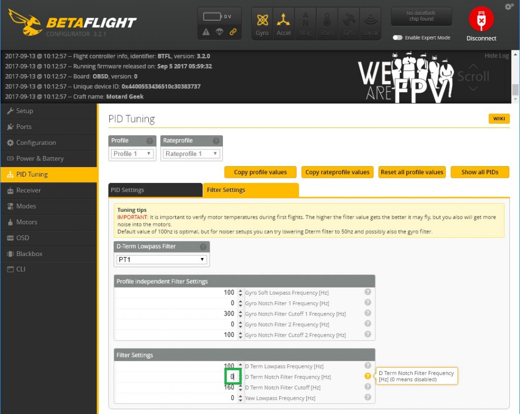 betaflight disable d term notch