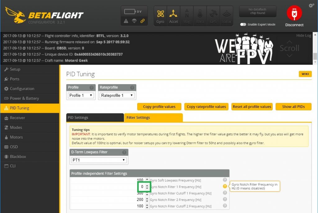 betaflight disable notch 1