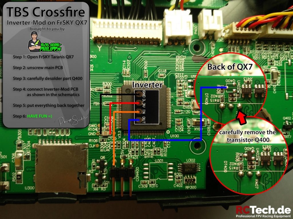 schéma cablage crossfire FrSky Taranis QX7