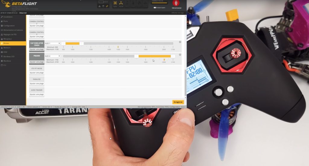 taranis xlite betaflight prearm
