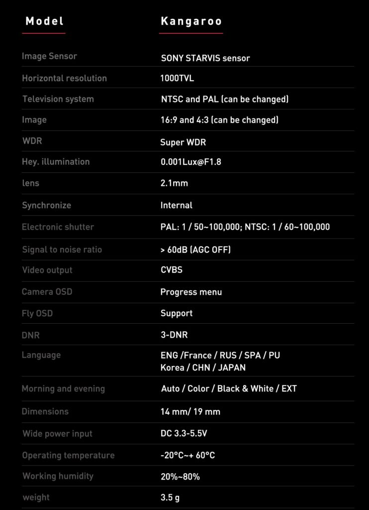 caddx kangaroo specs