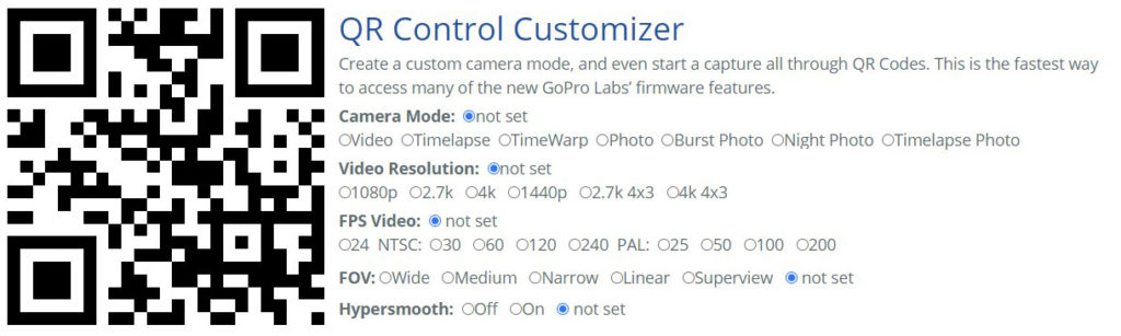 GoPro QR Control Customizer