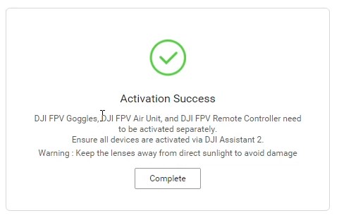 Tuto activation DJI Digital FPV System 07 - Activation terminée