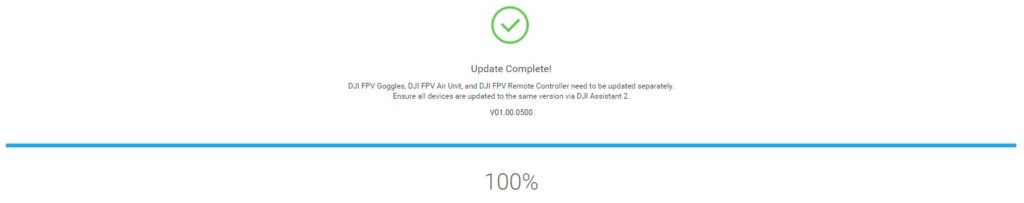 Tuto activation DJI Digital FPV System 14 - Mise à jour terminée