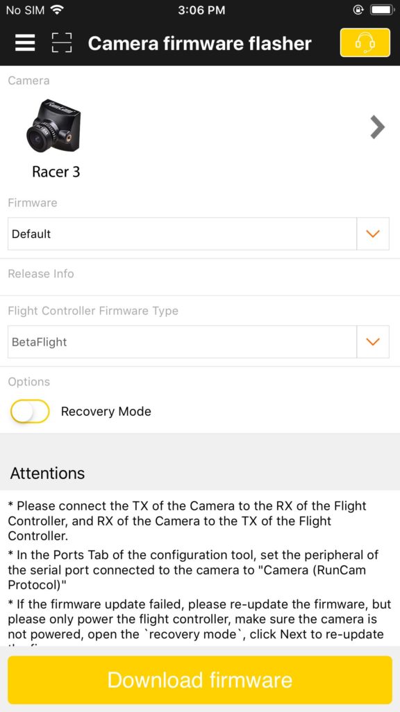 Camera firmware flasher
