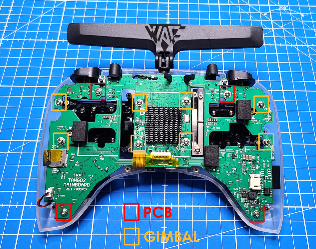 démontage montatge pcb gimbals tango 2