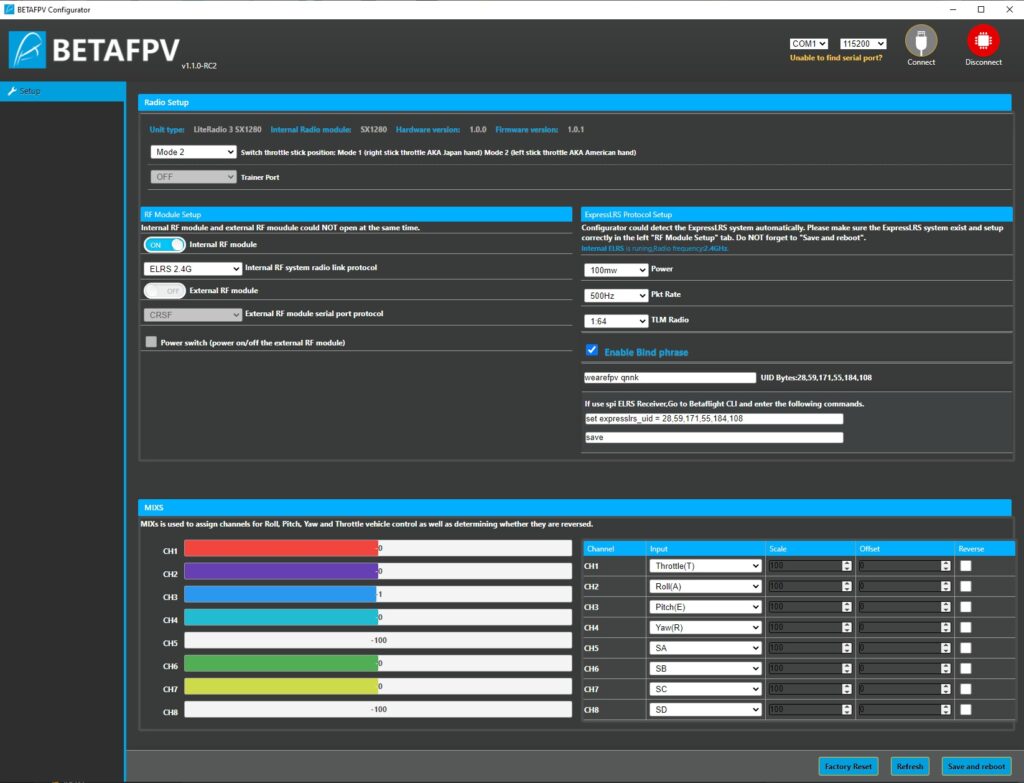 tuto BETAFPV LiteRadio configurateur