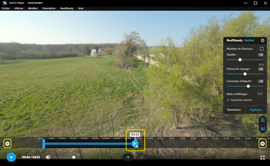 découper une vidéo gopro avec reelsteady et gopro player