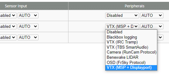 VTX (MSP + Displayport)