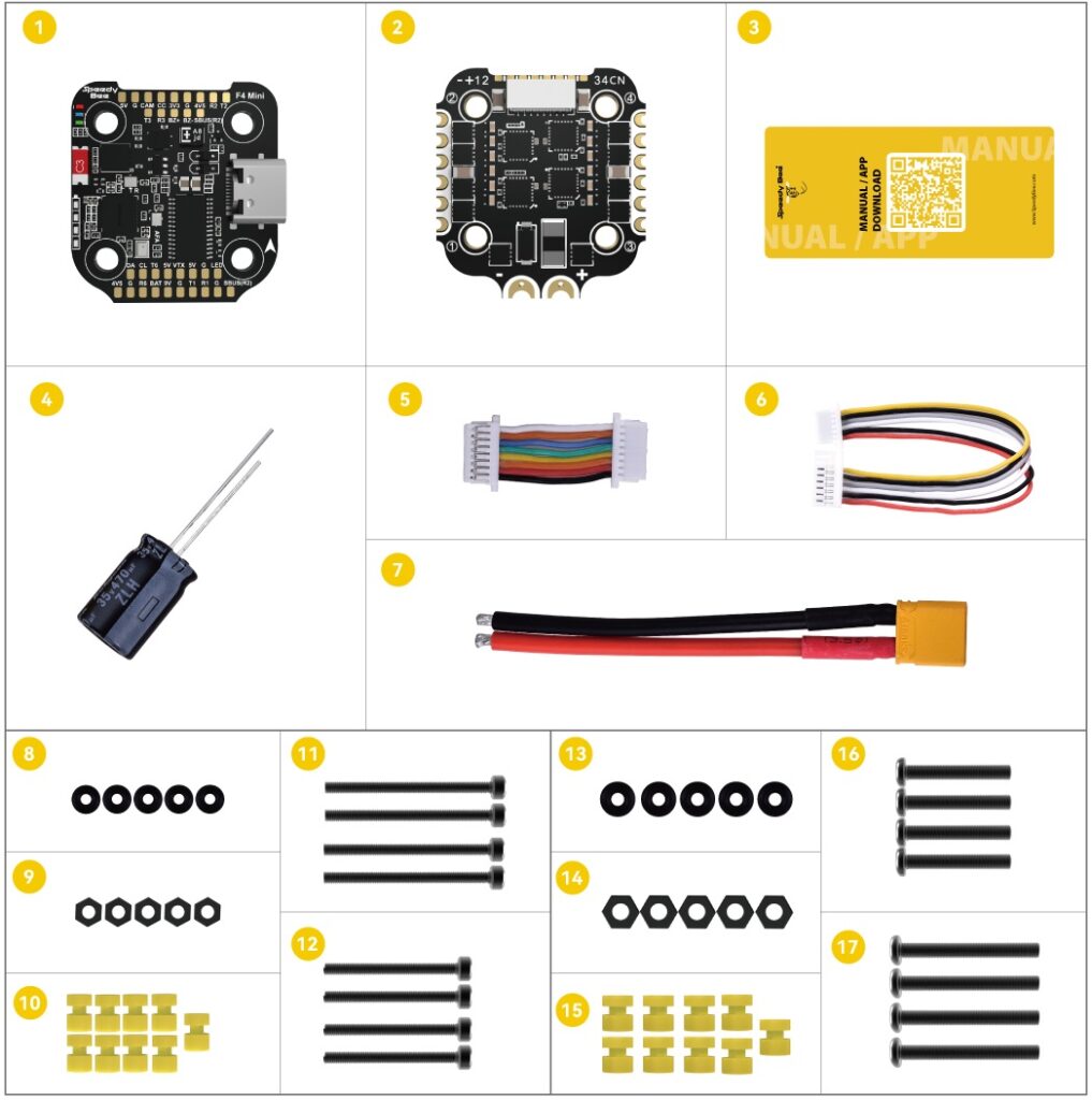 speedybee F405 mini bls 35A packaging stack