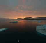 icebergs dans le fjord du Groenland drone