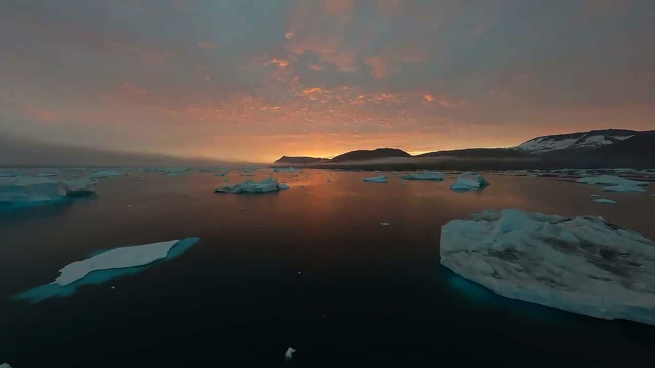 icebergs dans le fjord du Groenland drone