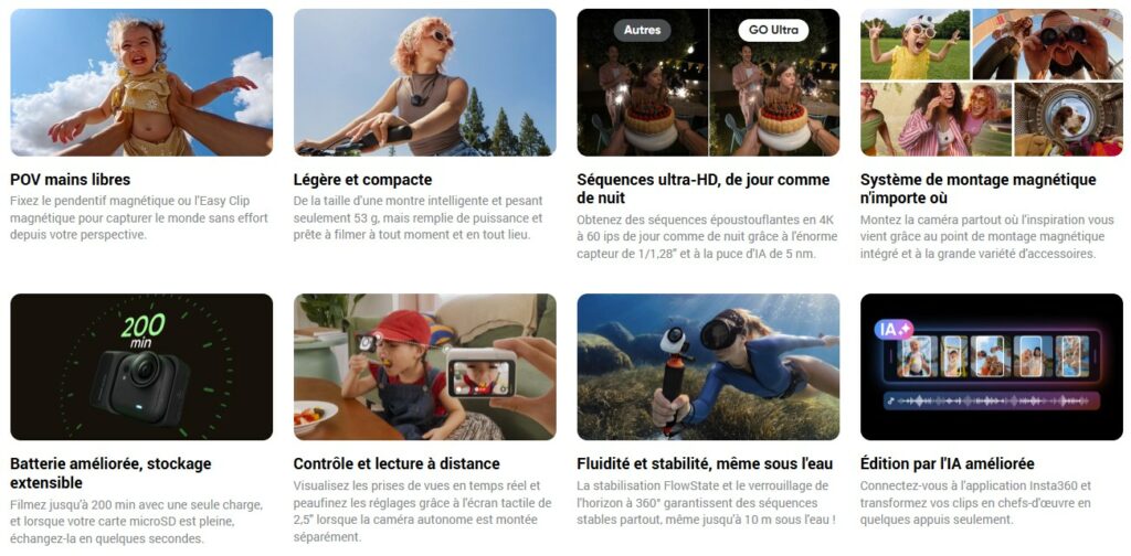 exemples Insta360 GO Ultra