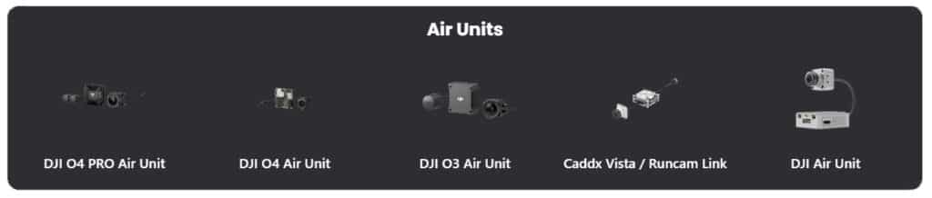 fpvconnect compatibilité émetteurs vtx dji air unit